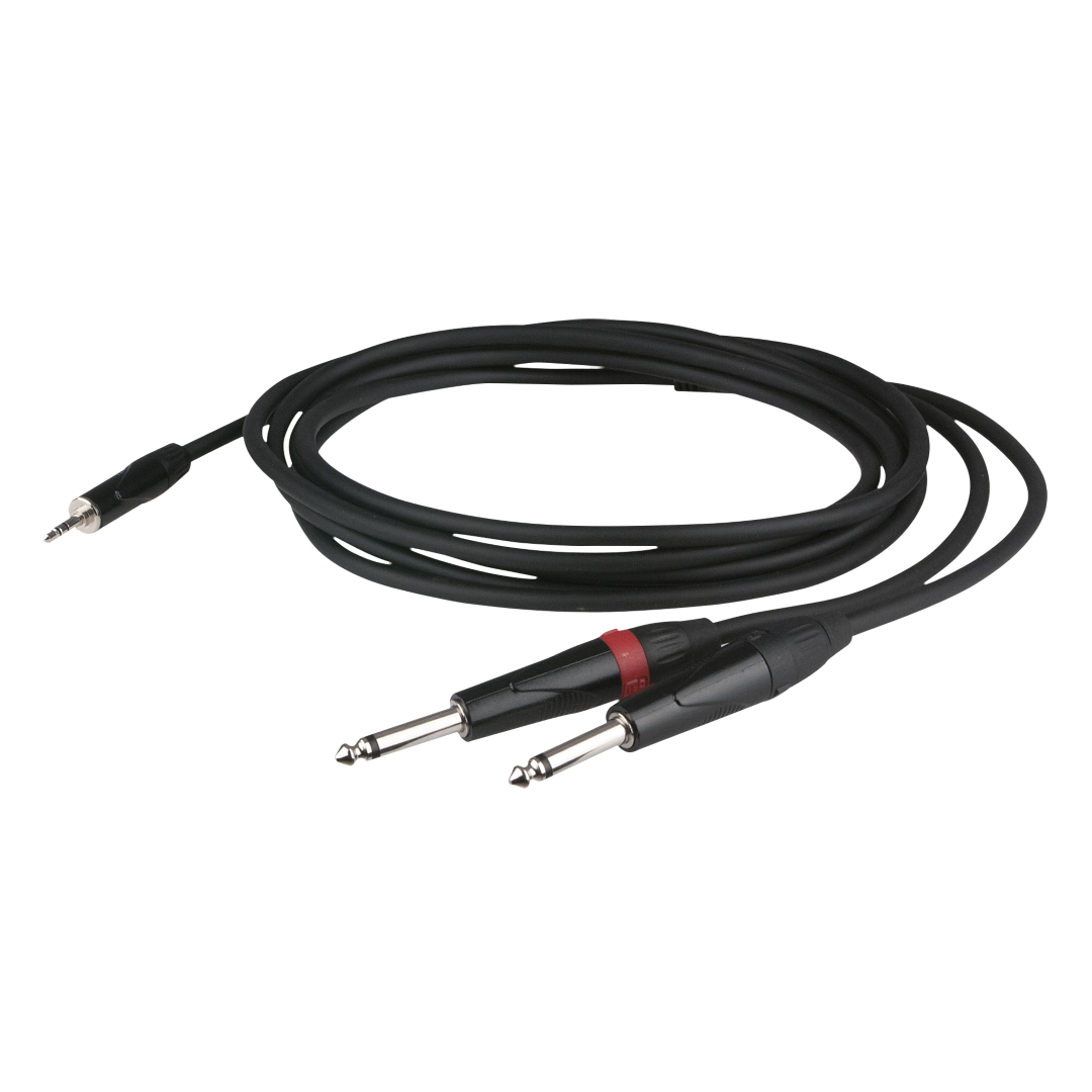 FLX31 - stereo mini-jack to 2 mono Jack L/R 3 m met verzonken jack