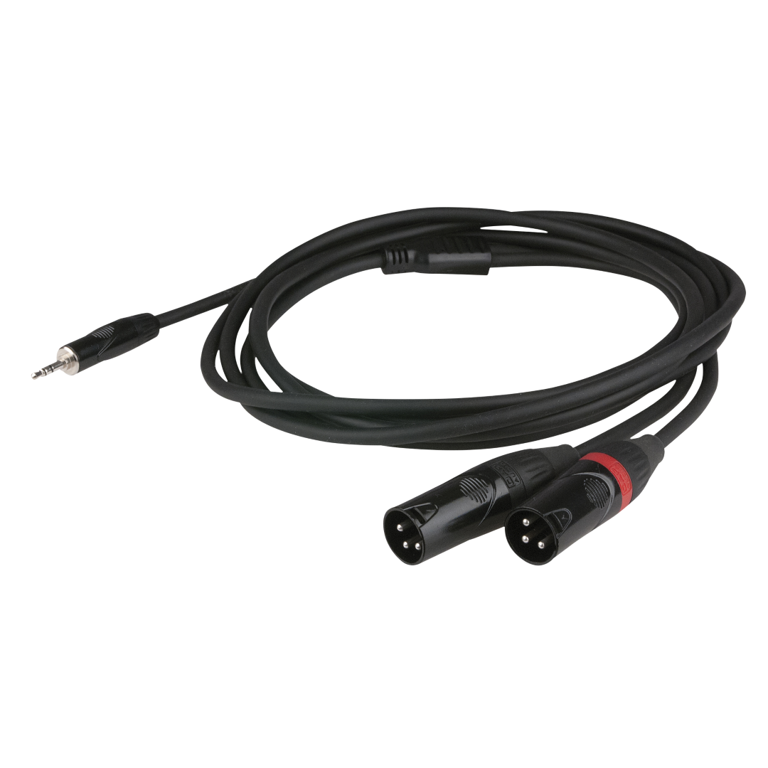 FLX46 - stereo mini-jack to 2 XLR/M 3P 6 m met verzonken jack