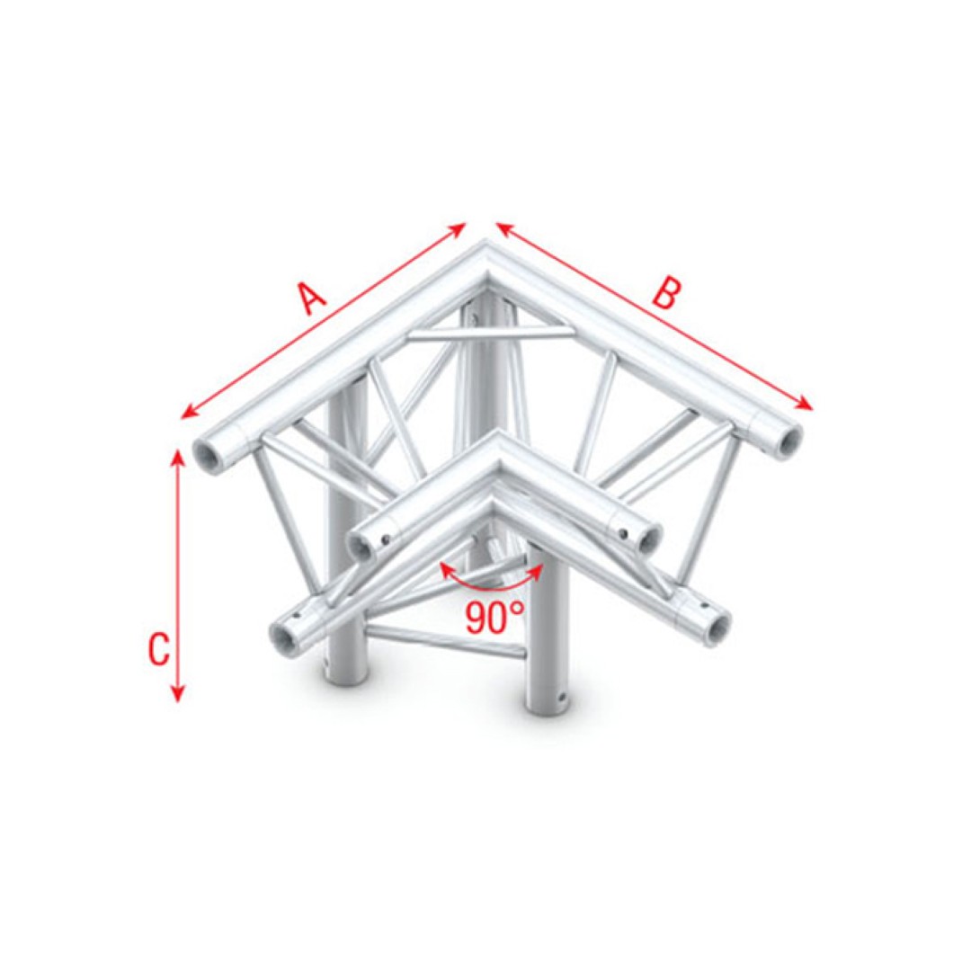Driehoek F Truss - Hoek neer links - punt neer - 90°