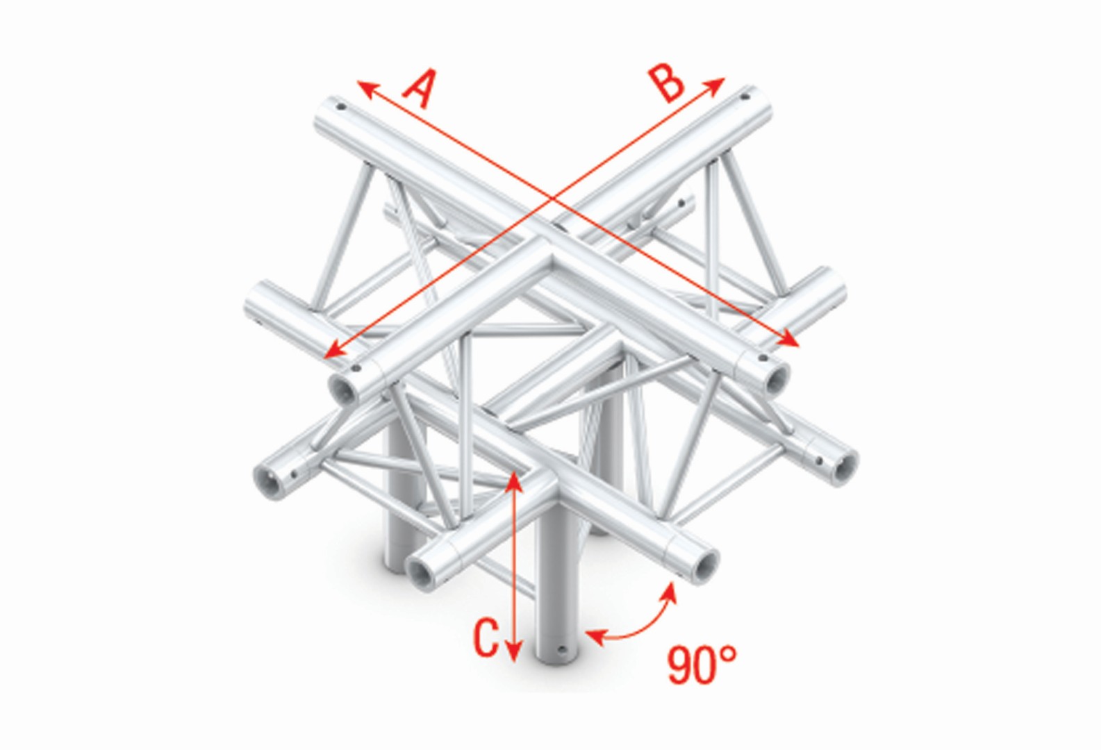 Driehoek F Truss - Kruis + neer 5-weg - punt omhoog - 50 cm