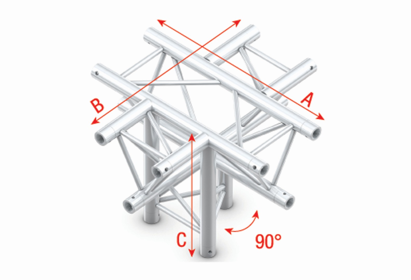 Driehoektruss type Vierkant F Truss - Kruis + neer 5-weg - 50 cm