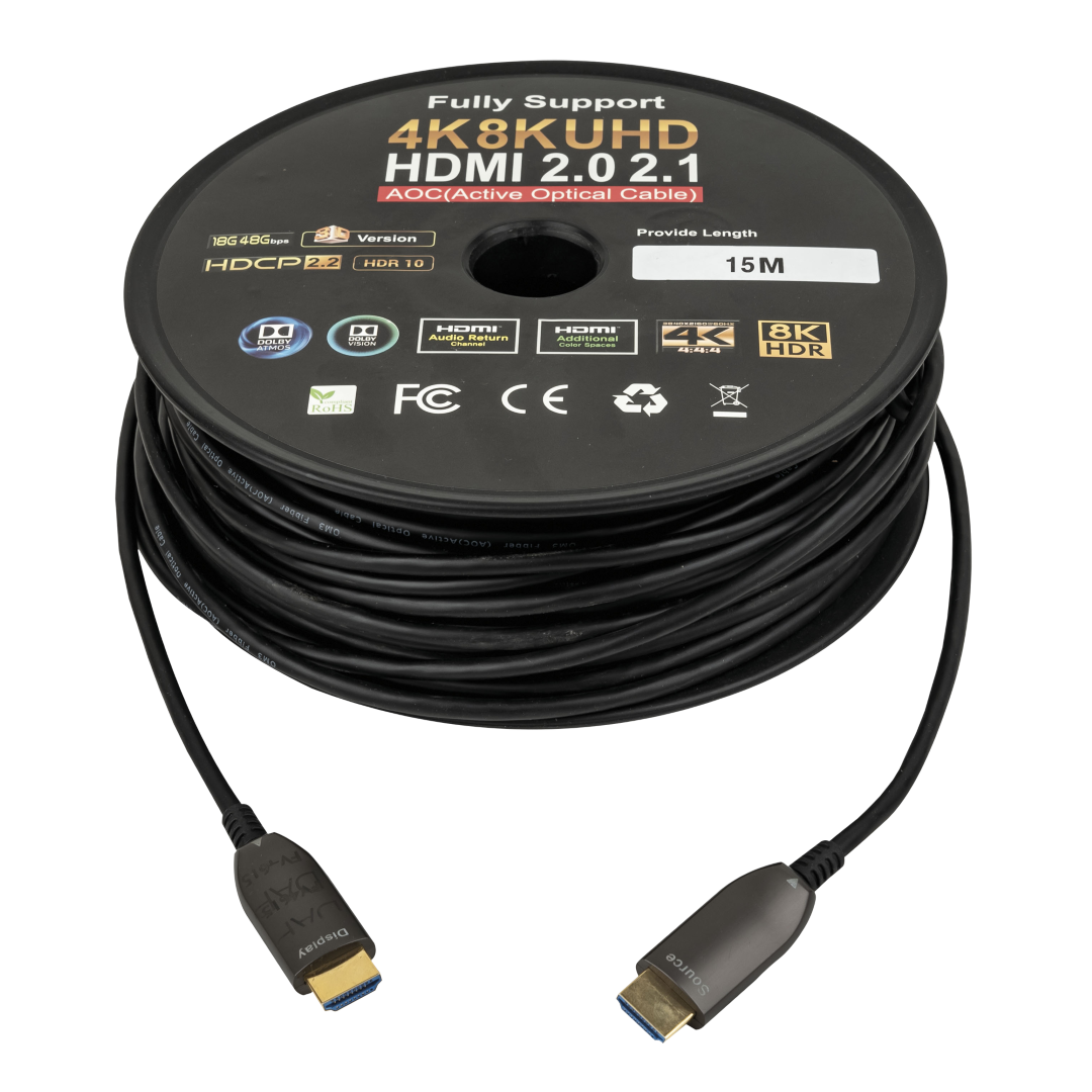 HDMI 2.0 AOC 4K Fibre Cable 15 m - Verguld