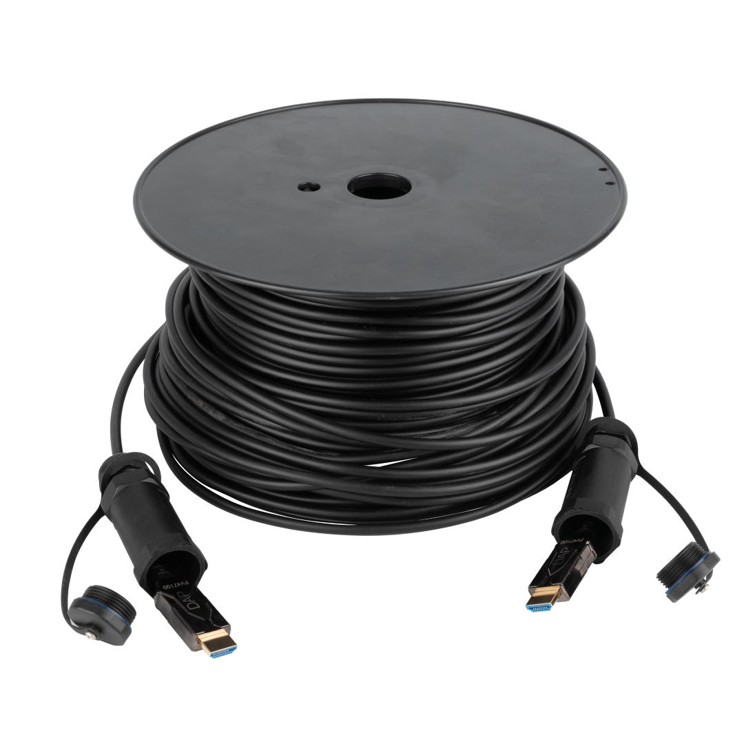 Armoured HDMI 2.1 AOC 8K Fibre Cable 100 m - Gepantserd - verguld