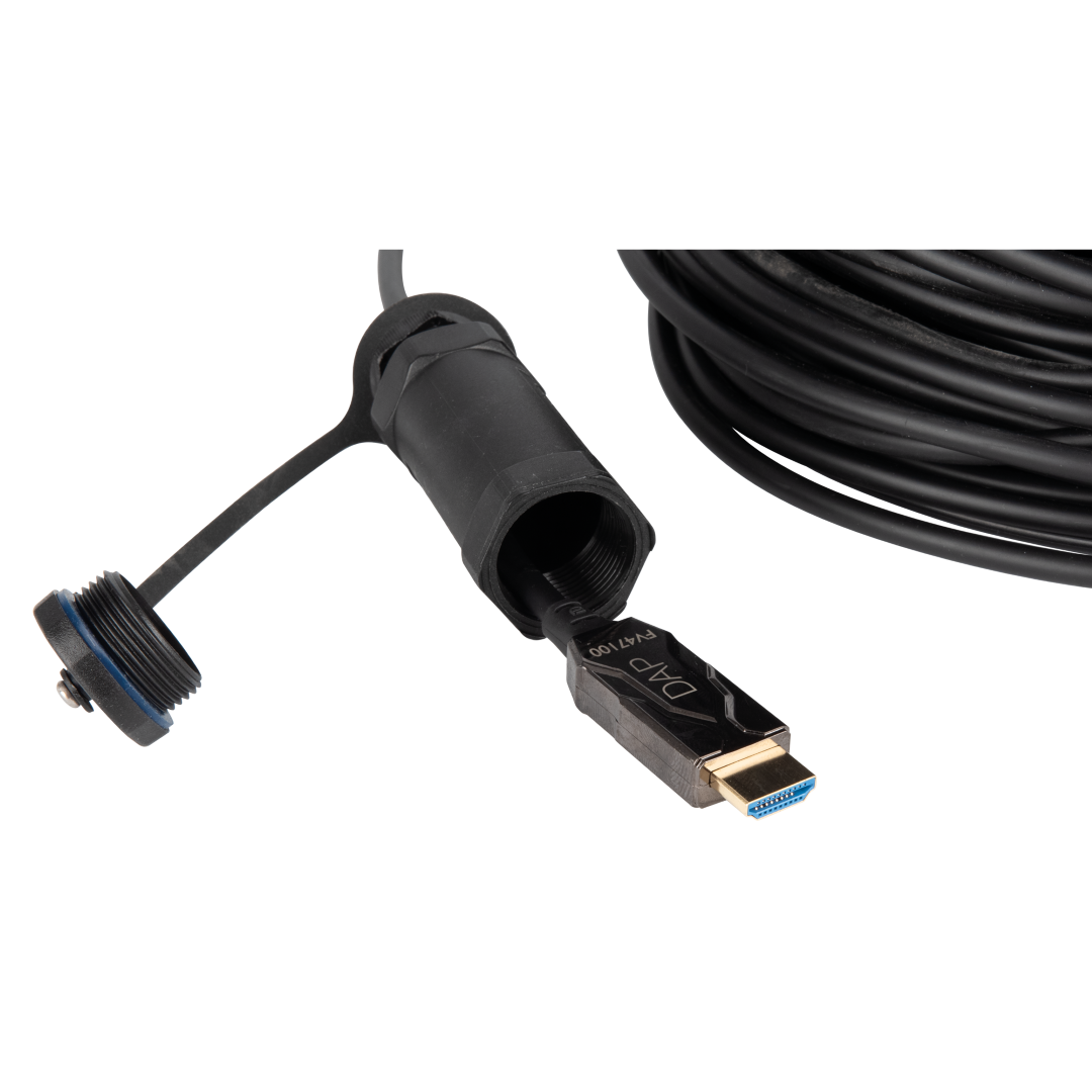Armoured HDMI 2.1 AOC 8K Fibre Cable 100 m - Gepantserd - verguld