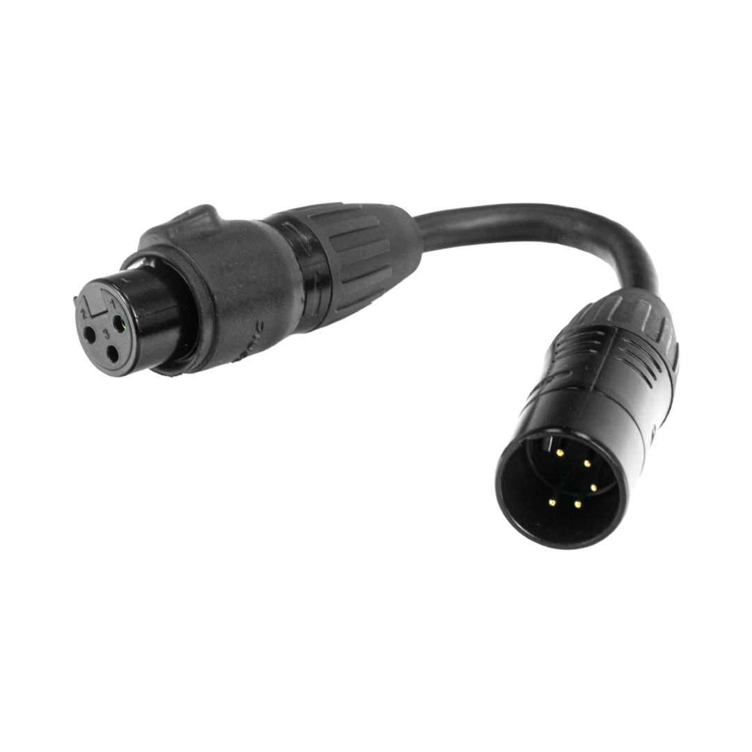 DMX 5-pin M to 3-pin FM IP65