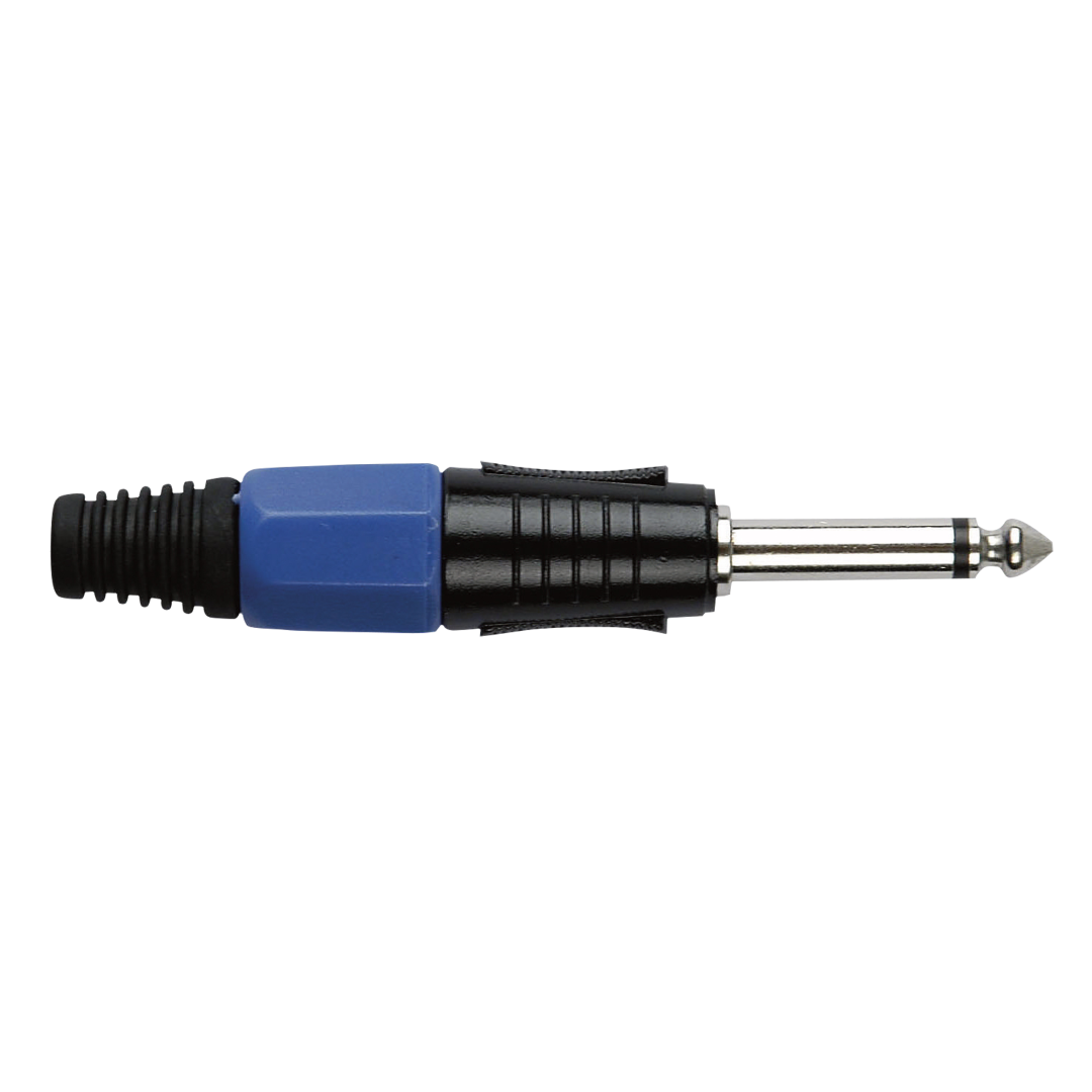 6.3 mm Jack Plug Mono Black housing Blauwe einddop