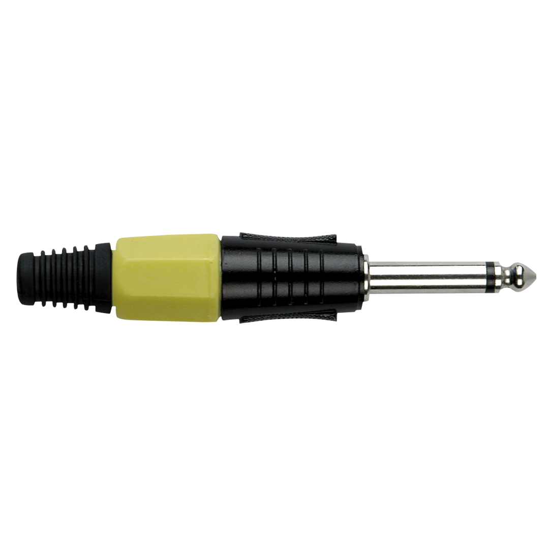 6.3 mm Jack Plug Mono Black housing Gele einddop