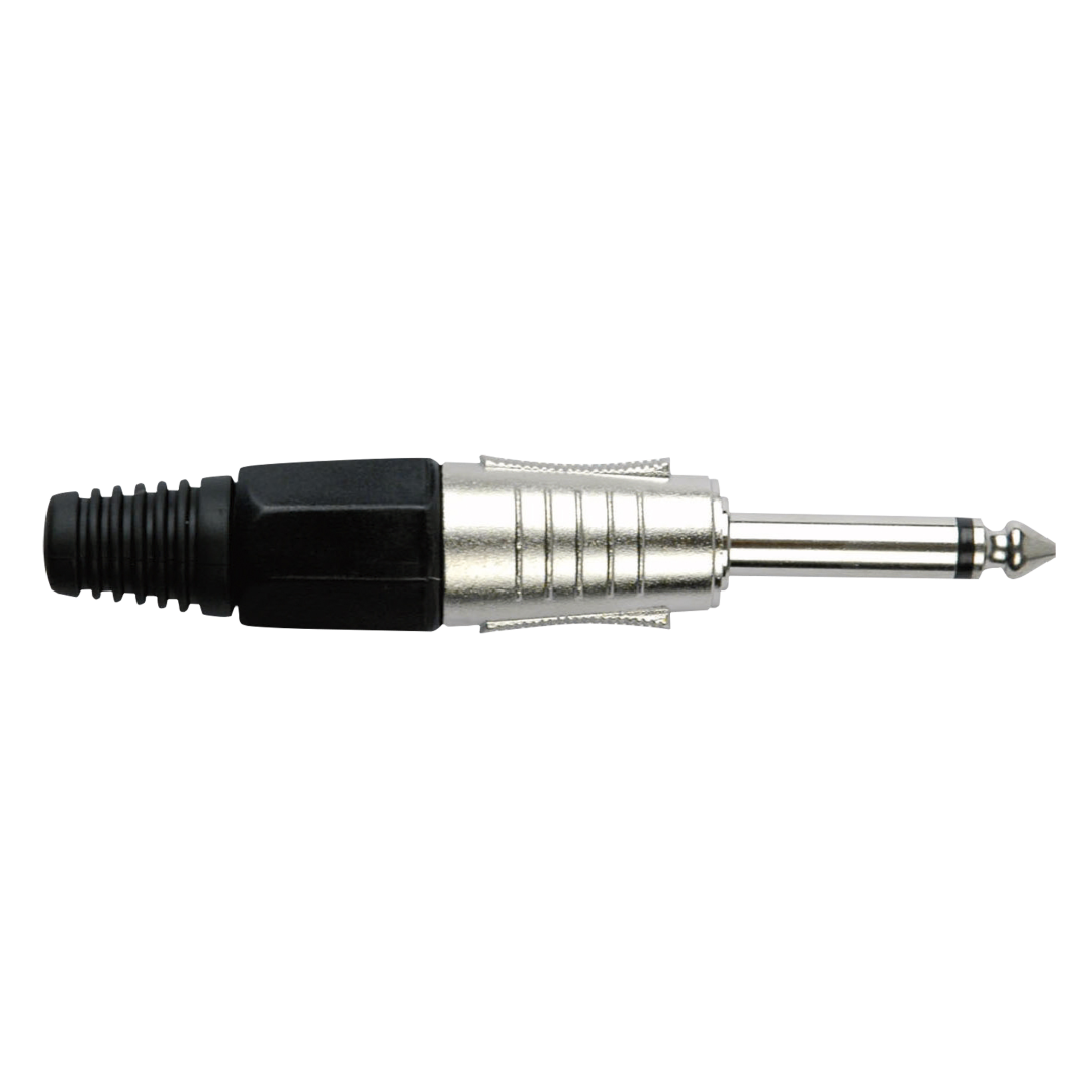 6.3 mm Jack Plug Mono Nickel housing Zwarte einddop