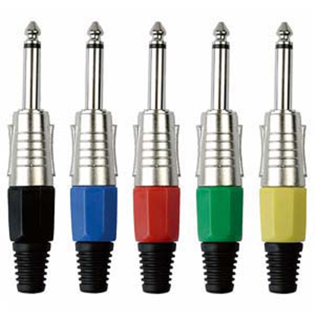 6.3 mm Jack Plug Mono Nickel housing Zwarte einddop