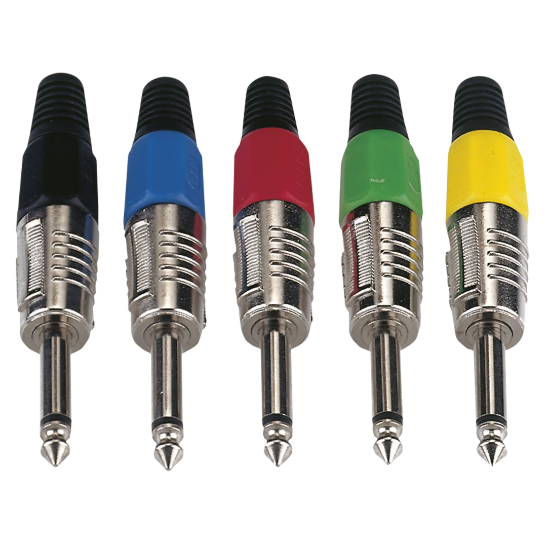 6.3 mm Jack Plug Mono Nickel housing Zwarte einddop