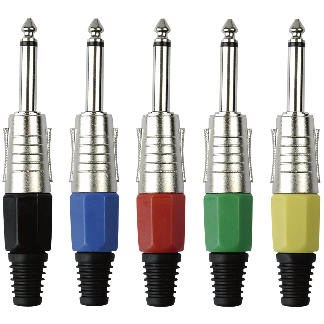 6.3 mm Jack Plug Mono Nickel housing Zwarte einddop