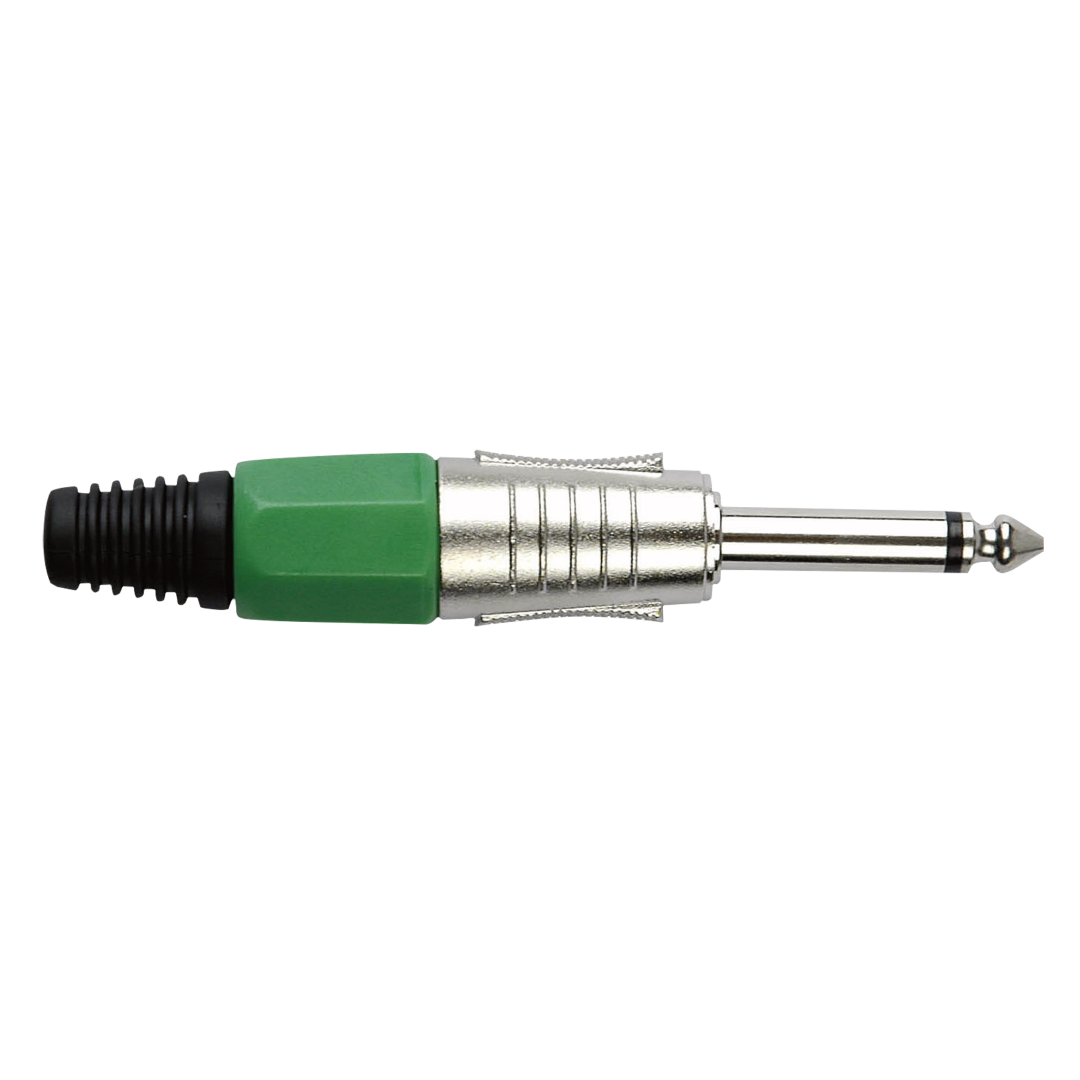 6.3 mm Jack Plug Mono Nickel housing Groene einddop