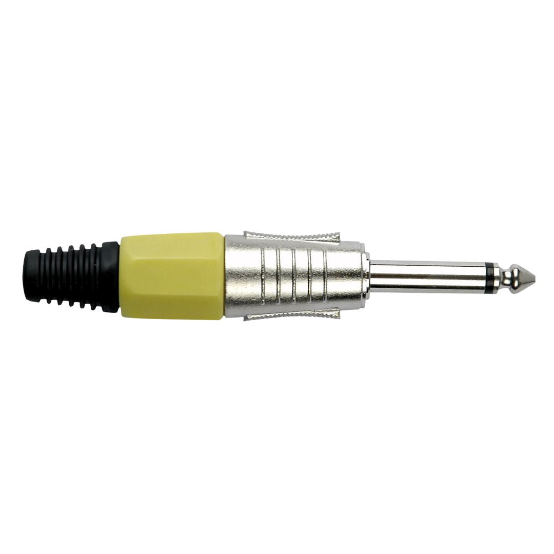 6.3 mm Jack Plug Mono Nickel housing Gele einddop