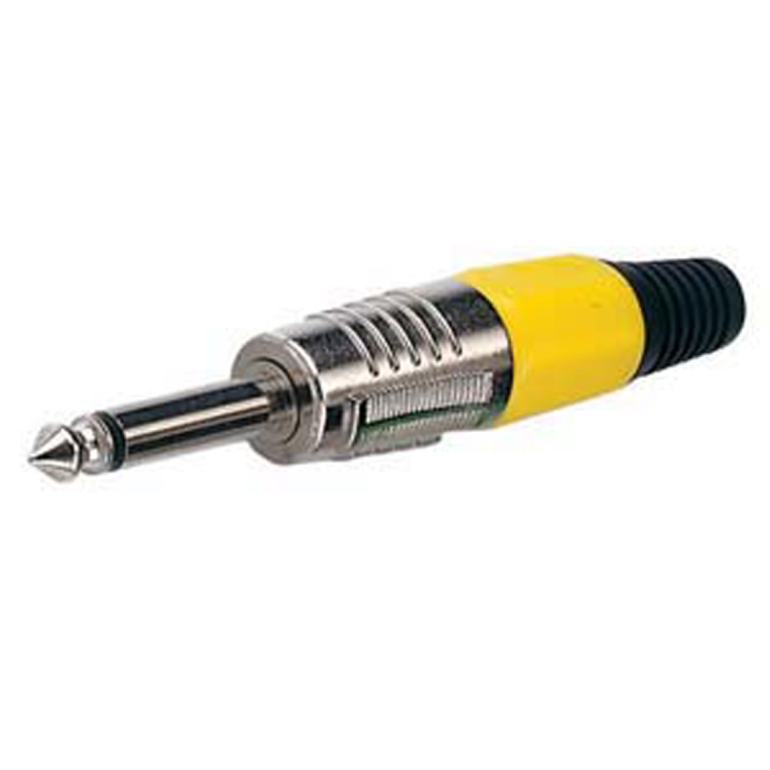 6.3 mm Jack Plug Mono Nickel housing Gele einddop