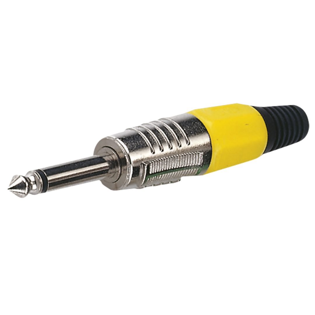 6.3 mm Jack Plug Mono Nickel housing Gele einddop