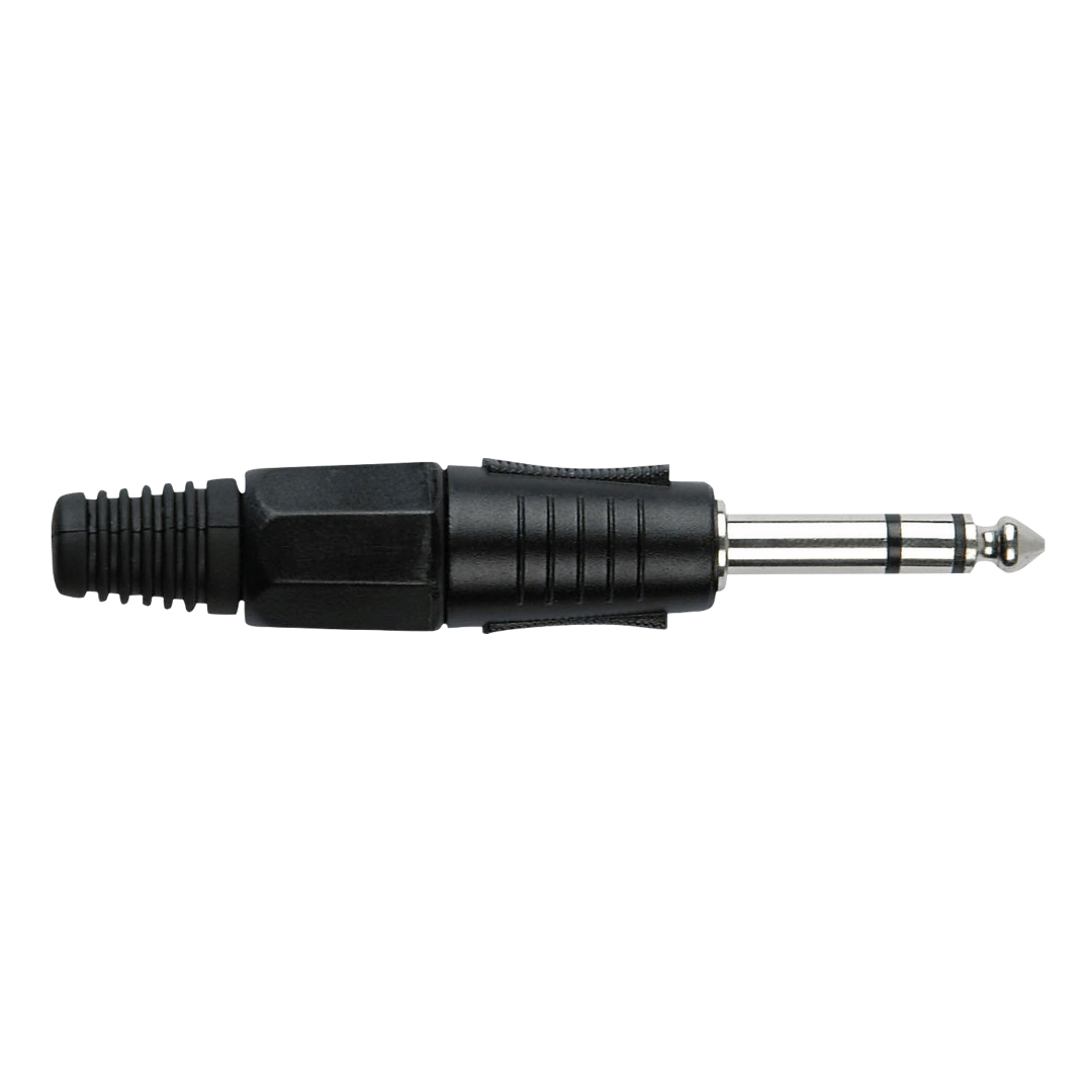 6.3 mm Jack Plug Stereo Black housing Zwarte einddop