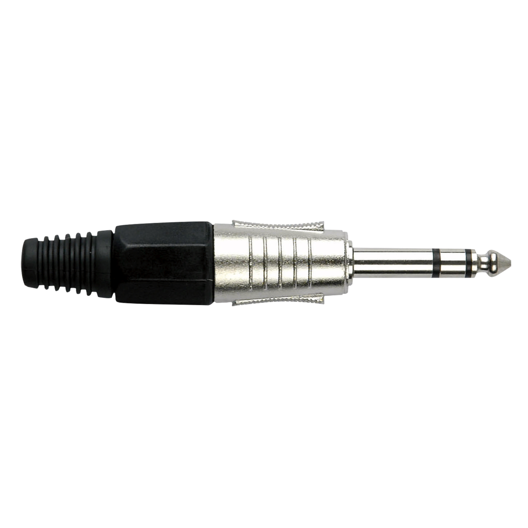 6.3 mm Jack Plug Stereo Nickel housing Zwarte einddop