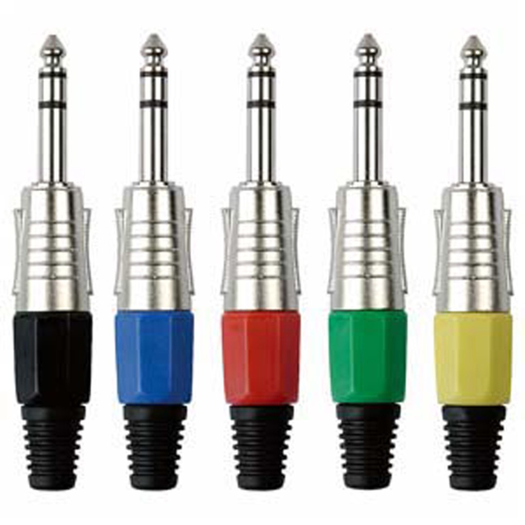 6.3 mm Jack Plug Stereo Nickel housing Zwarte einddop