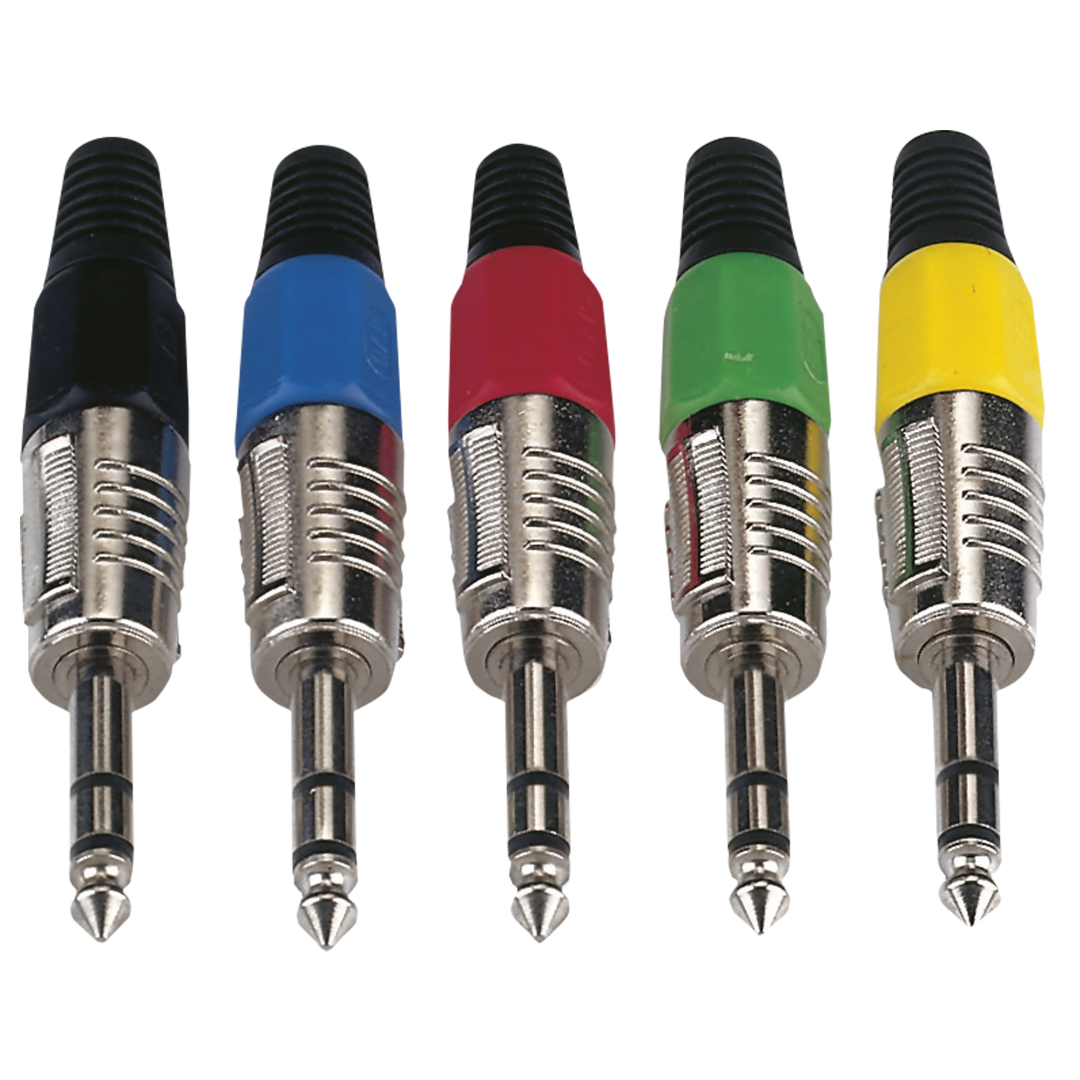 6.3 mm Jack Plug Stereo Nickel housing Zwarte einddop