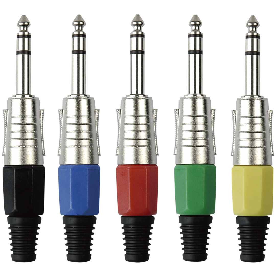6.3 mm Jack Plug Stereo Nickel housing Zwarte einddop