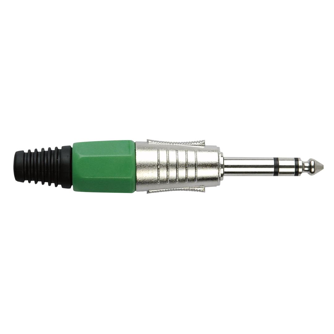 6.3 mm Jack Plug Stereo Nickel housing Groene einddop