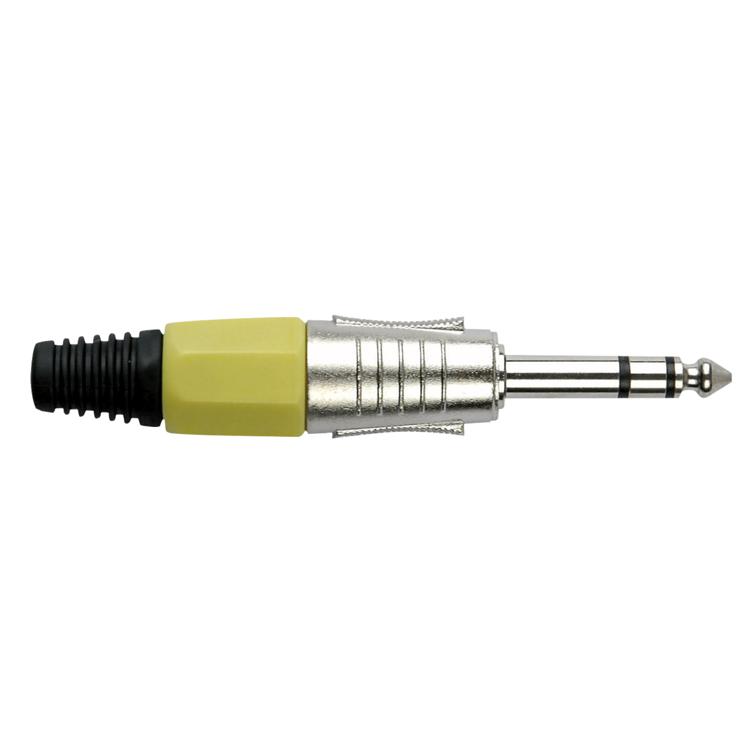 6.3 mm Jack Plug Stereo Nickel housing Gele einddop