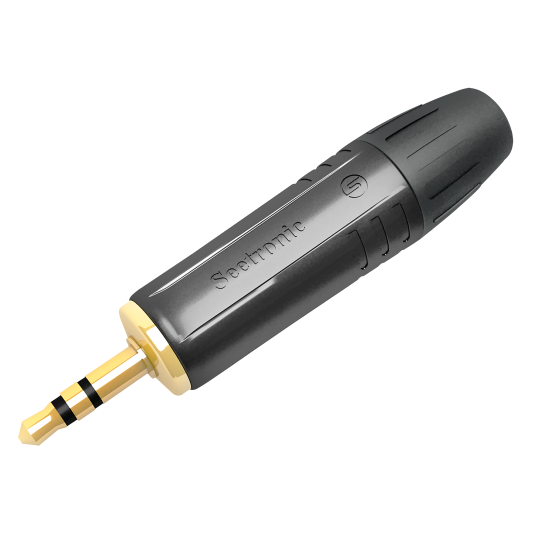 Jack Plug 3.5 mm Stereo Vergulde contacten - zwarte behuizing - zwarte eindkap