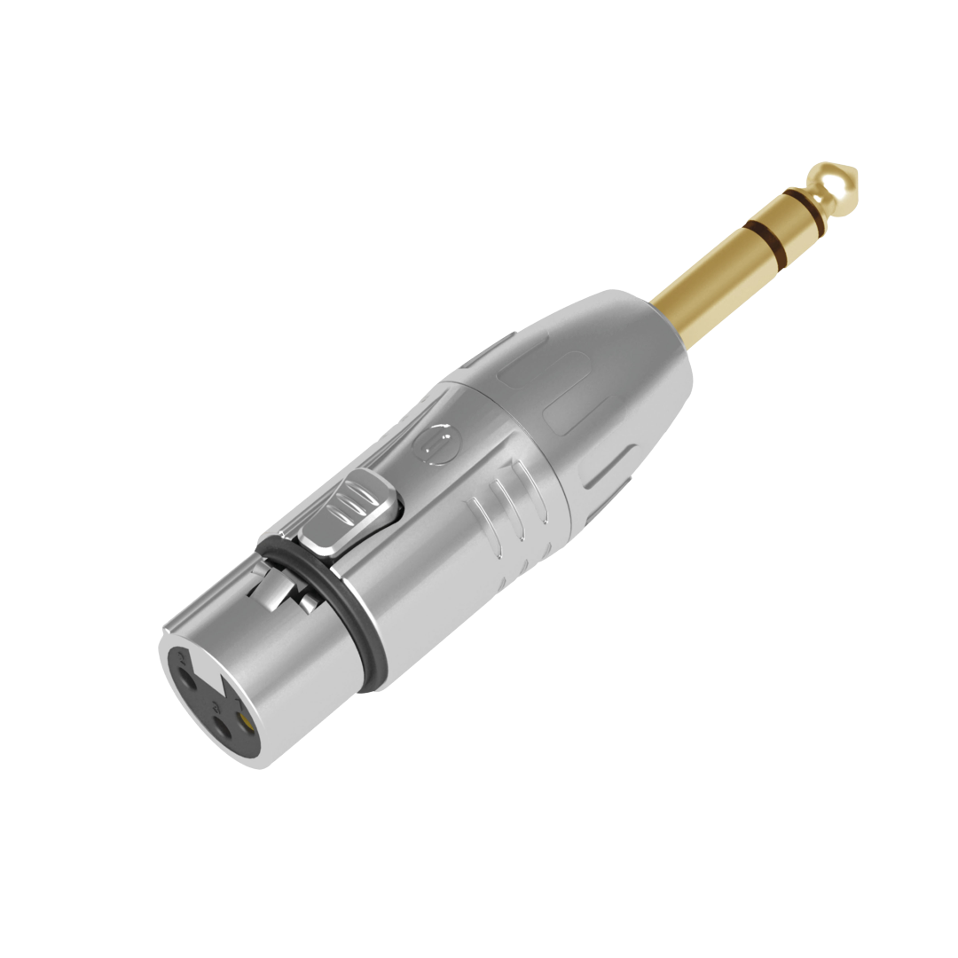 XLR 3P female to Jack stereo male Vergulde contacten - Zilverkleurige behuizing