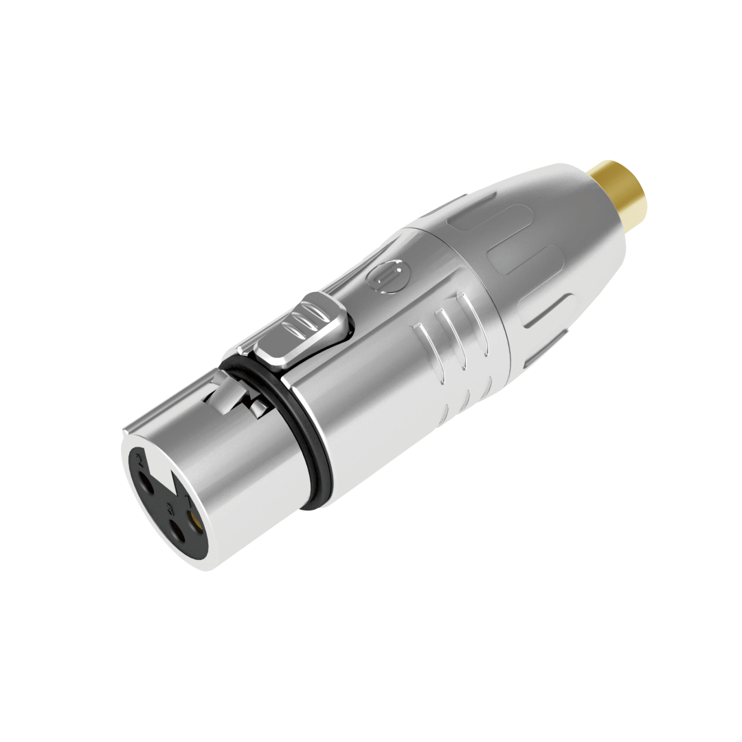 XLR 3P female to RCA female Vergulde contacten - Zilverkleurige behuizing