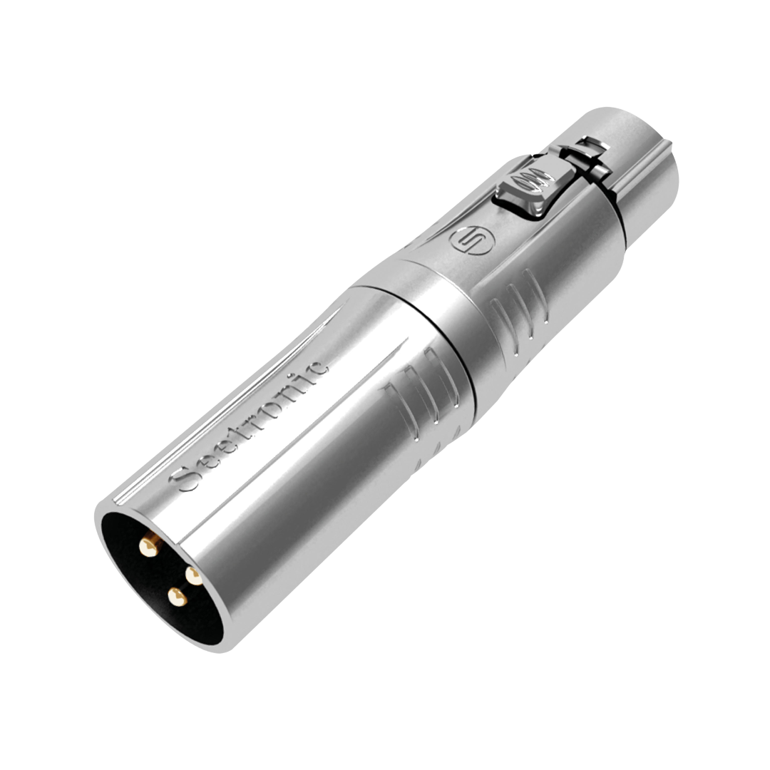 XLR 3P male to XLR 5P female Vergulde contacten - Zilverkleurige behuizing