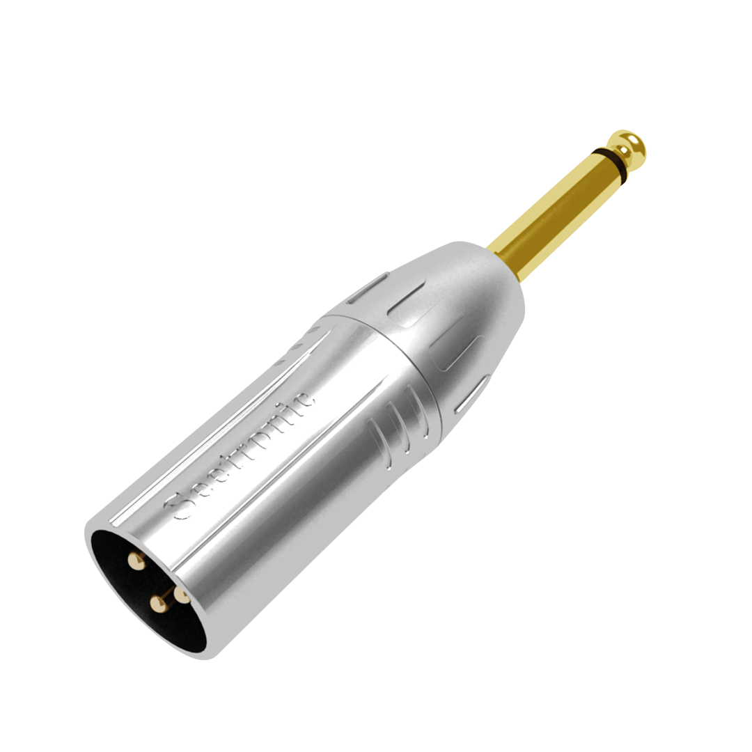 XLR 3P male to Jack mono male Vergulde contacten - Zilverkleurige behuizing