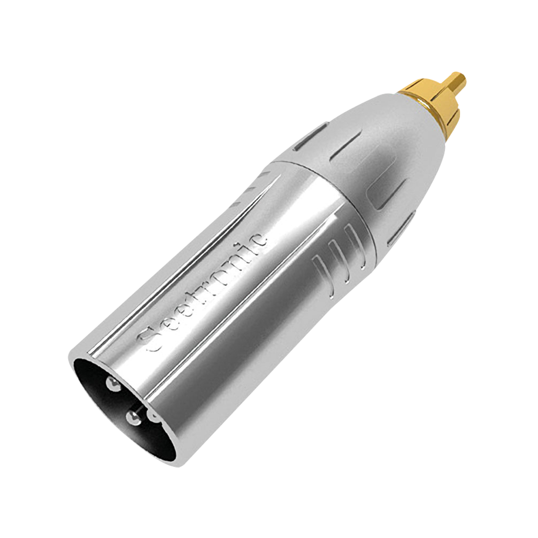 XLR 3P male to RCA male Vergulde contacten - Zilverkleurige behuizing