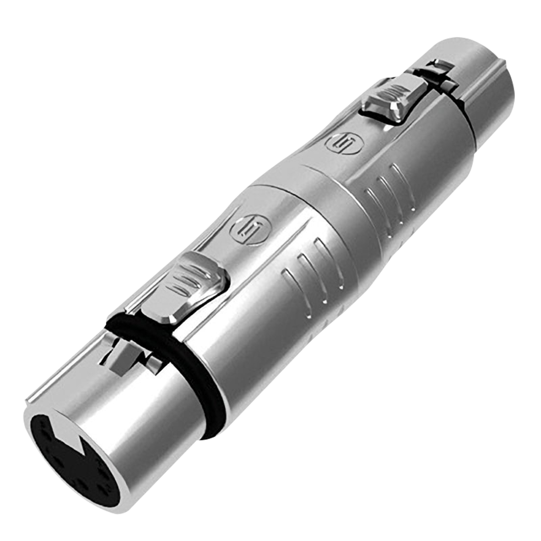 XLR 5P female to XLR 3P female Vergulde contacten - Zilverkleurige behuizing
