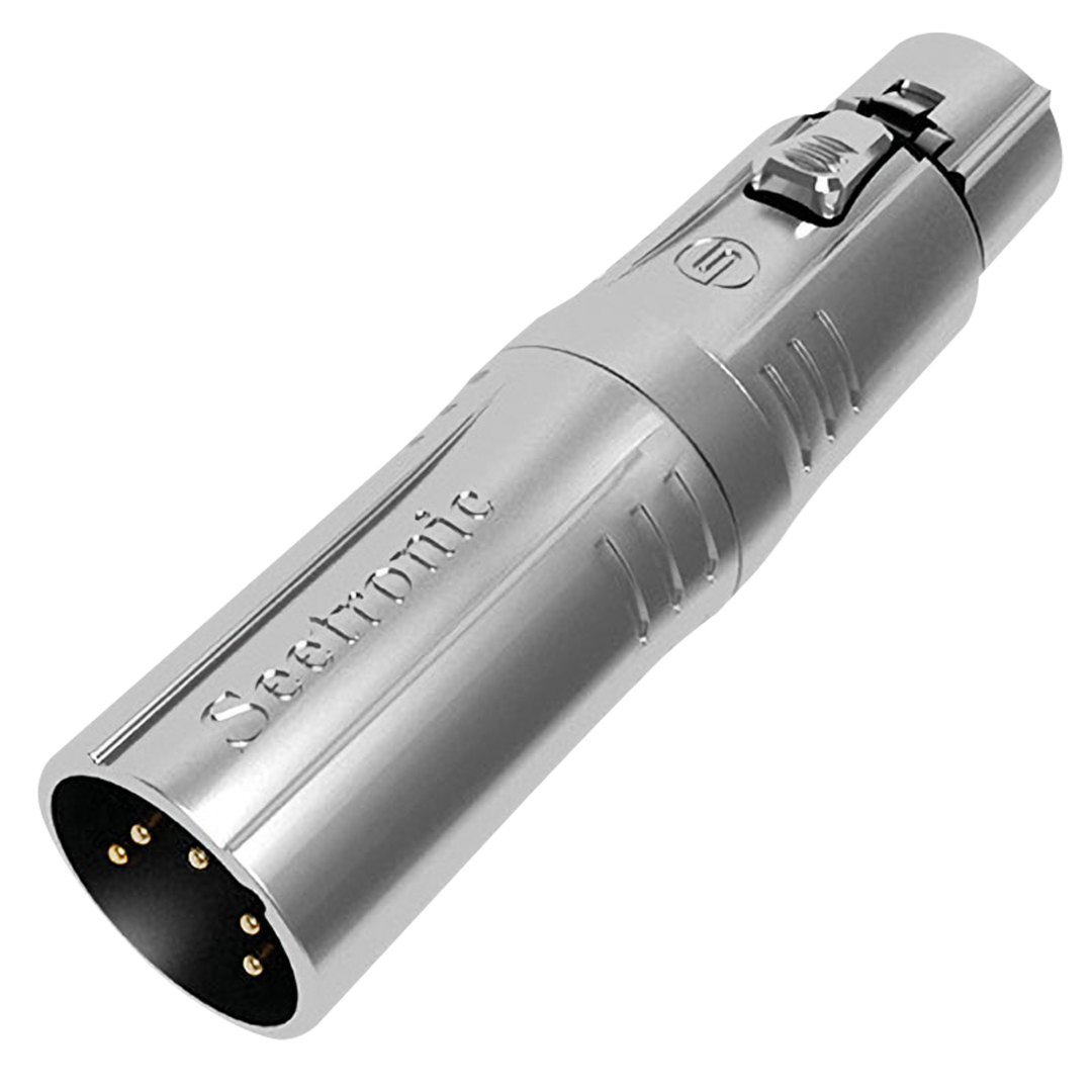 XLR 5P male to XLR 3P female Vergulde contacten - Zilverkleurige behuizing
