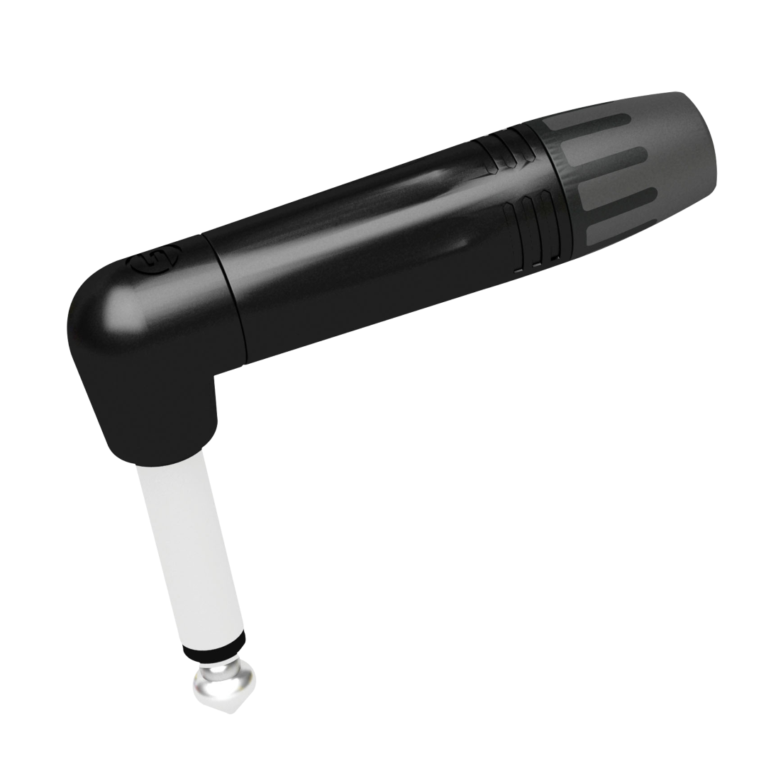 Jack Plug 6.3 mm Mono - 90° Zwarte behuizing - zwarte eindkap