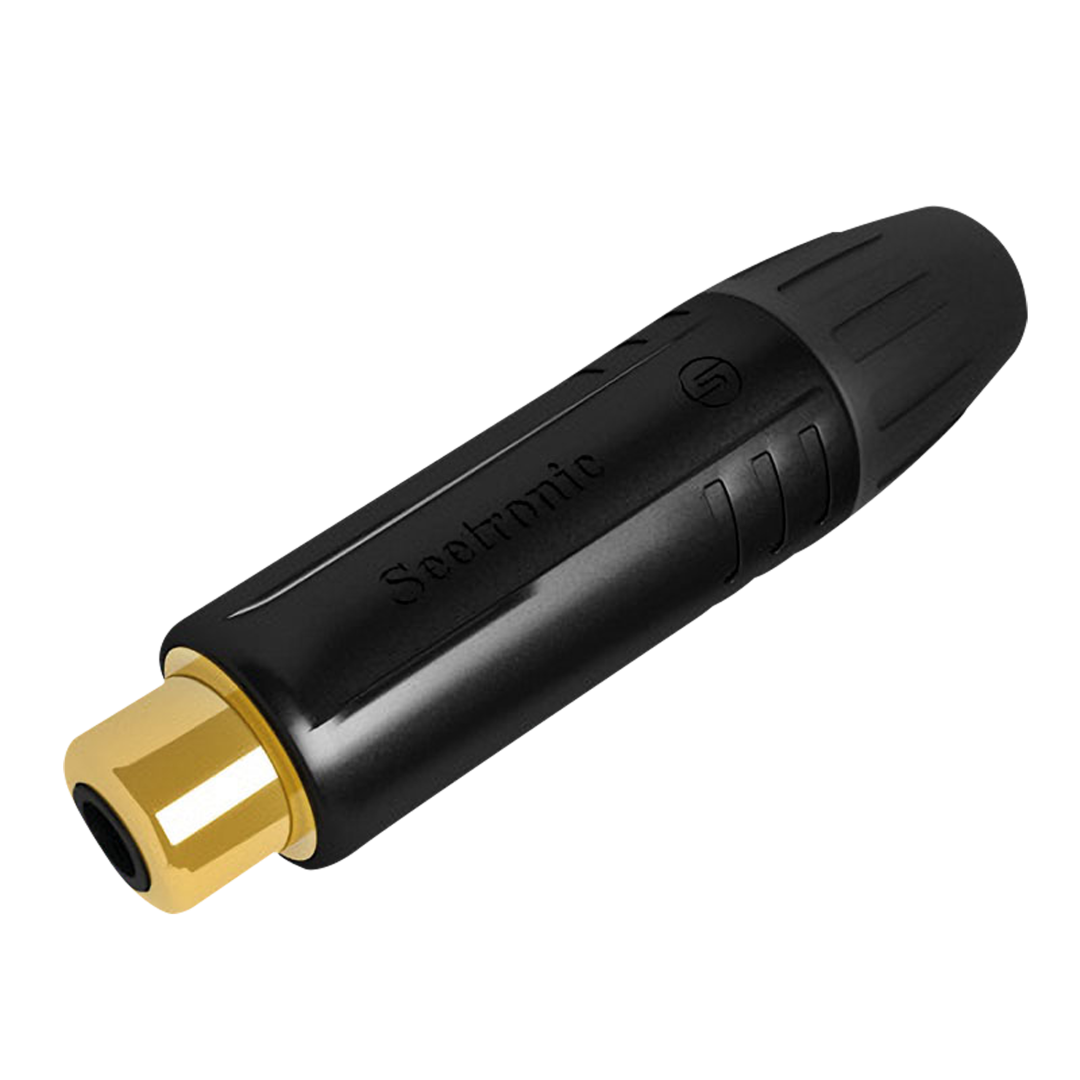 RCA Connector - Female - Black Housing Vergulde contacten - Zwarte einddop