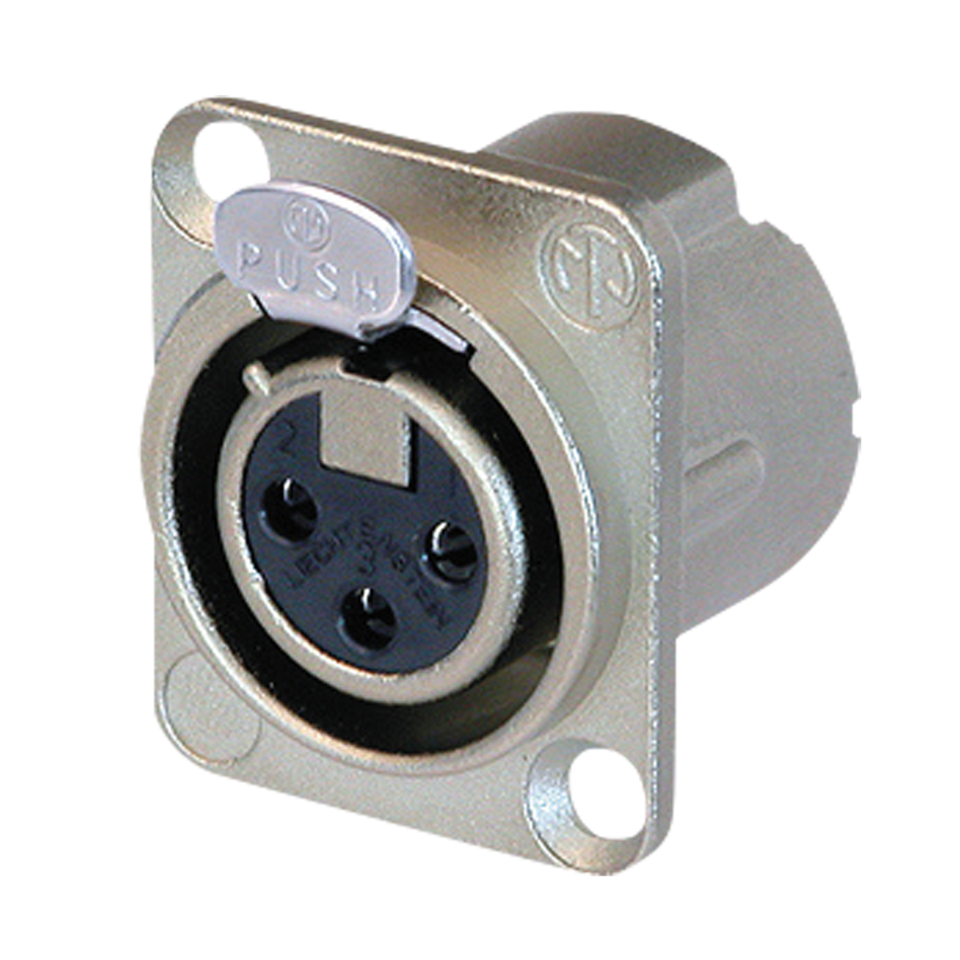 XLR 3P Chassis - female Verzilverde contactpunten - nikkelen behuizing