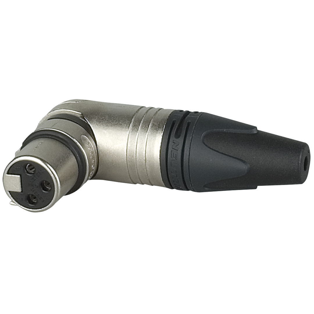 XLR 3P 90° Connector - female - Neutrik RX Verzilverde contactpunten - nikkelen behuizing