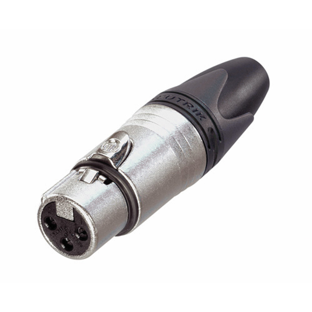 XLR 3P Connector - female - Neutrik XX Zwarte metalen behuizing - verzilverde contacten