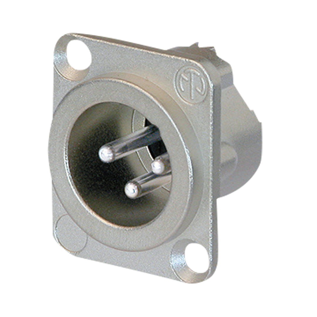 XLR 3P Chassis - male Verzilverde contactpunten - nikkelen behuizing