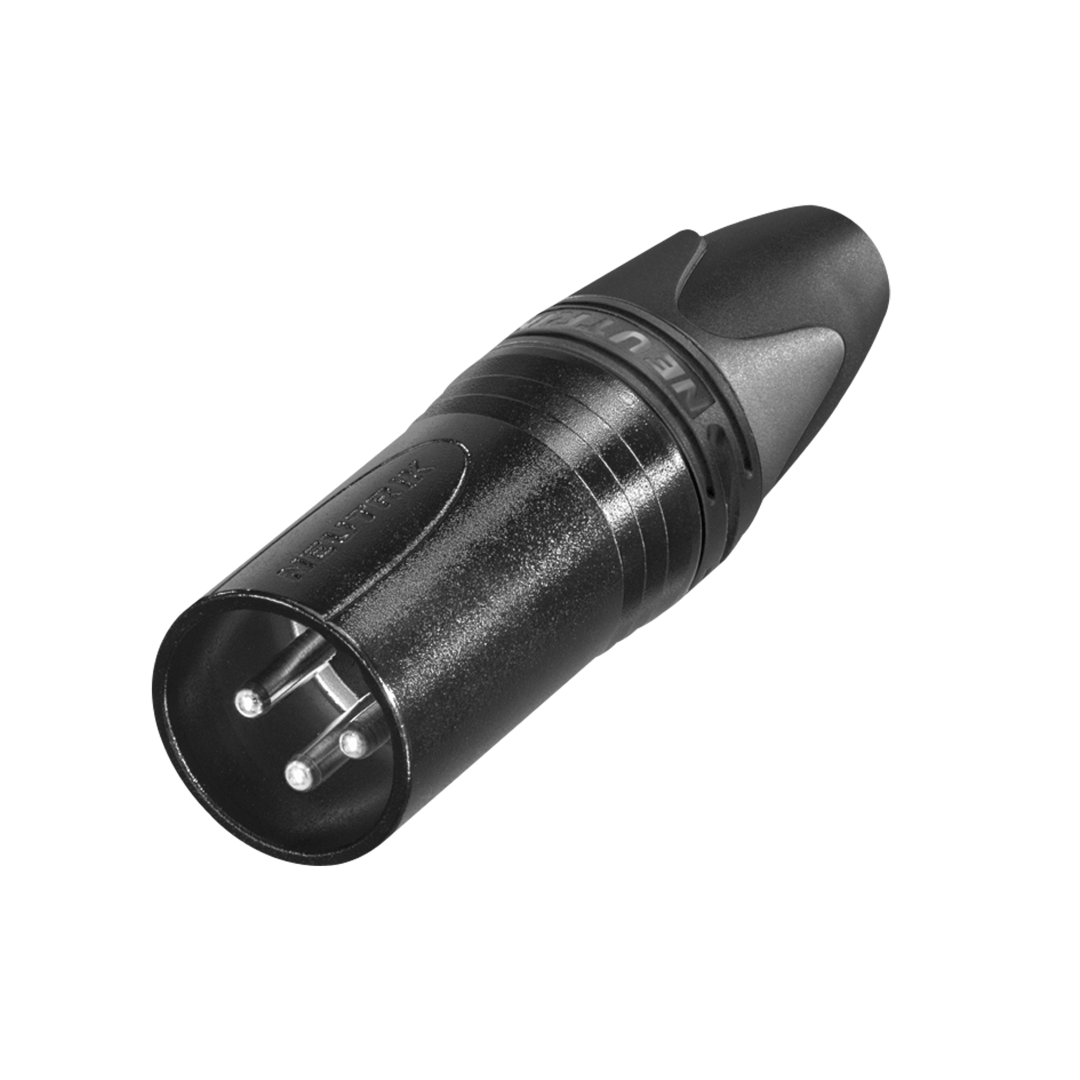 XLR 3P Connector - male - Neutrik XX Zwarte metalen behuizing - verzilverde contacten