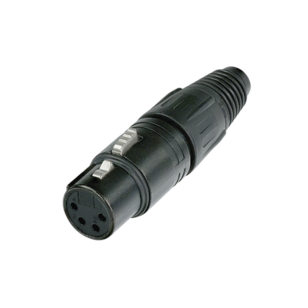 XLR 4P Connector - female Zwarte metalen behuizing met verzilverde contacten
