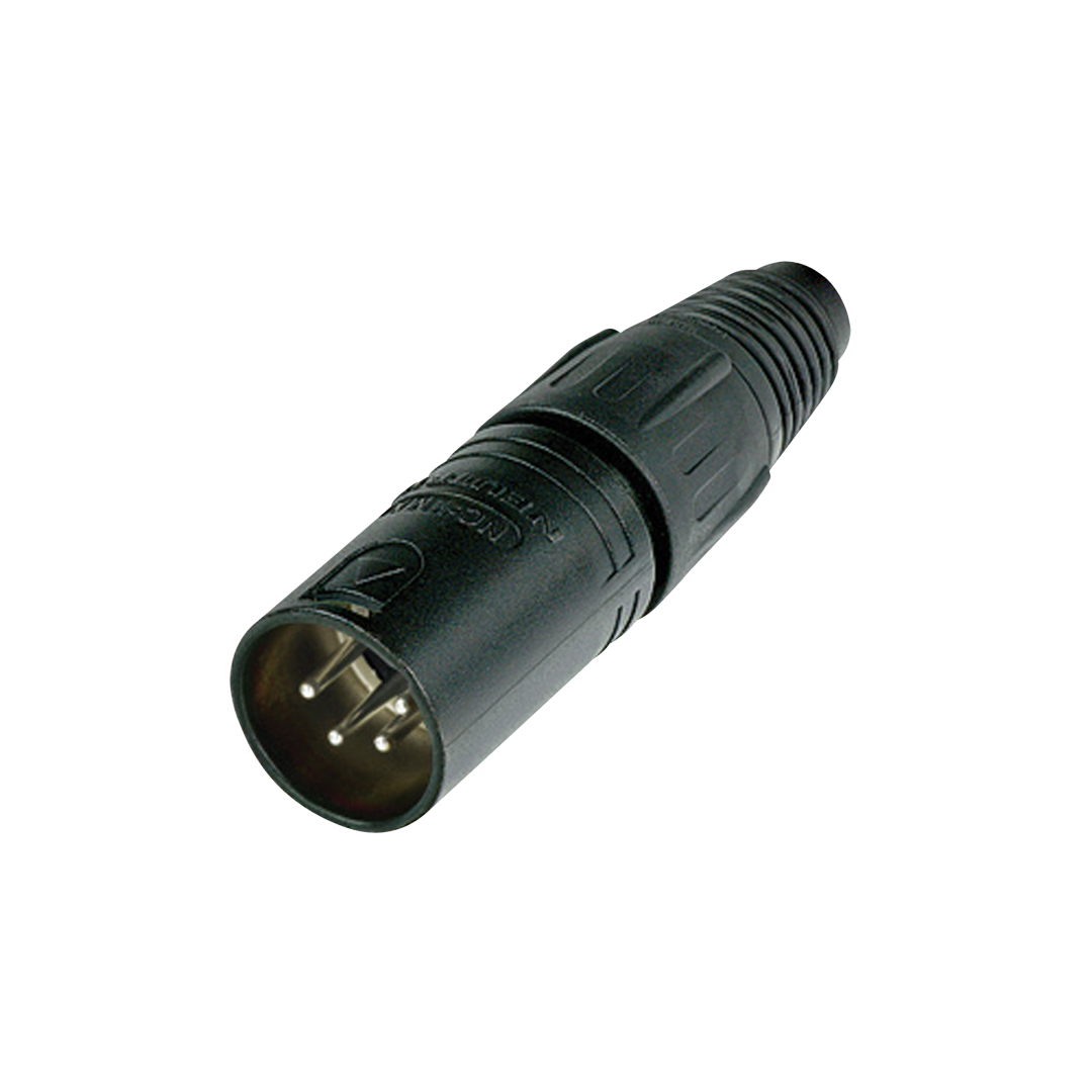 XLR 4P Connector - male Zwarte metalen behuizing met zilveren contacten