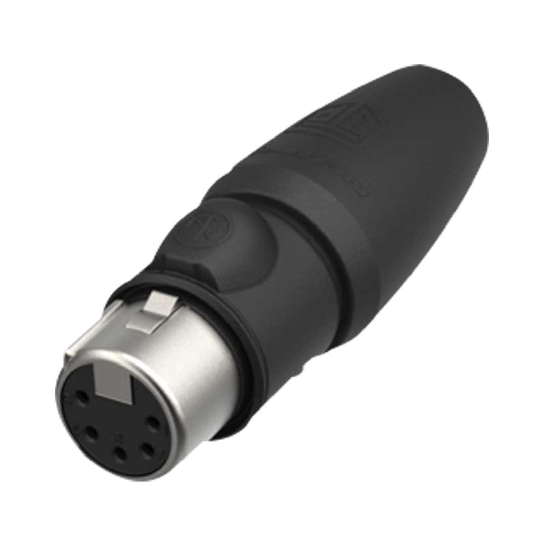 XLR 5P Connector - female TOP Vergulde contactpunten - roestvrij stalen behuizing