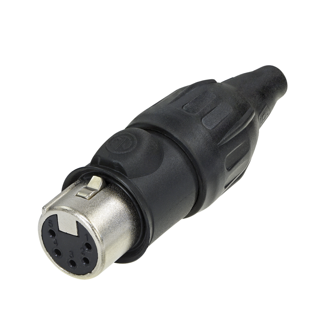 XLR 5P Connector - female TOP Vergulde contactpunten - roestvrij stalen behuizing