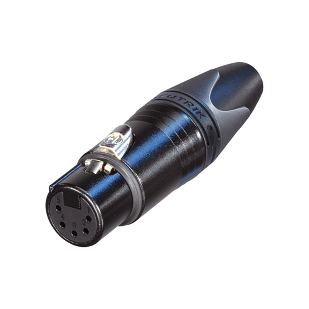 XLR 5P Connector - female - Neutrik XX Verzilverde contactpunten - zwarte behuizing