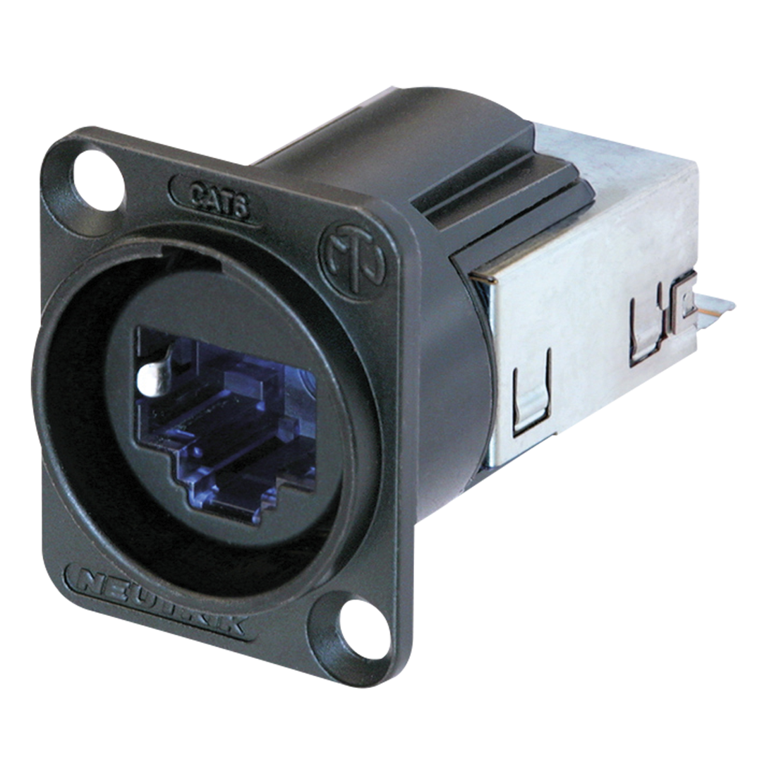 etherCON CAT6 D-size D-vormige CAT6-paneelconnector met zwarte verchroomde behuizing