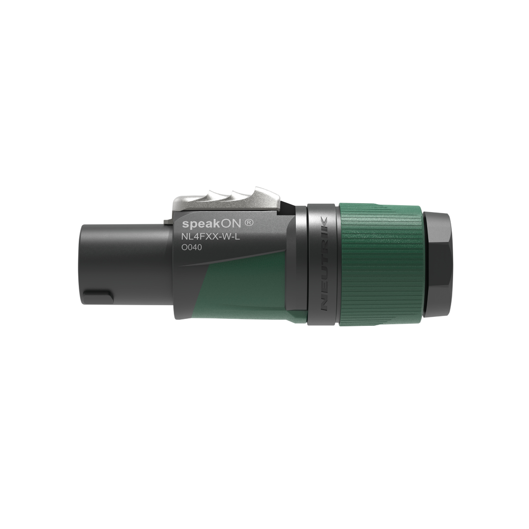 speakON 4P Cable Connector - L Zwarte/groene behuizing - Grote diameter kabels