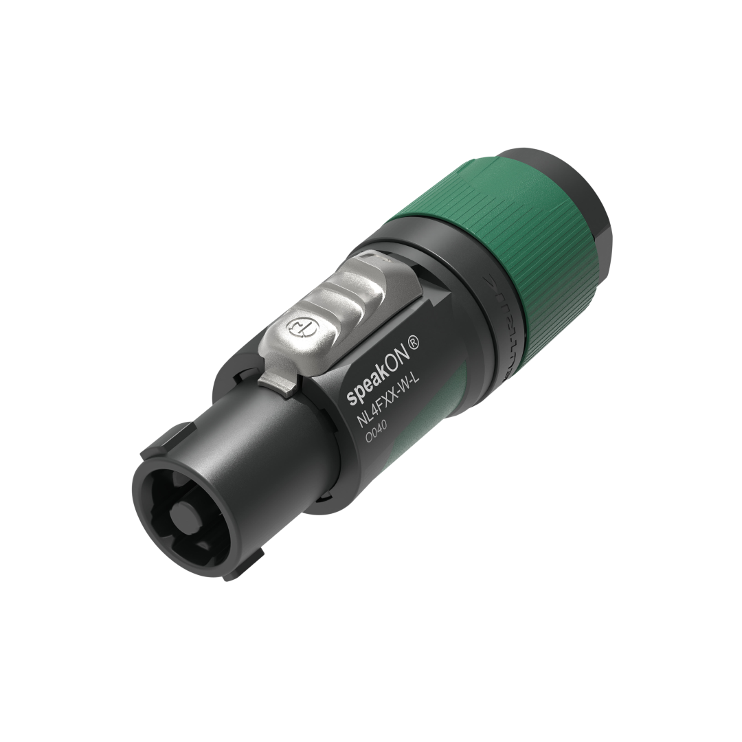speakON 4P Cable Connector - L Zwarte/groene behuizing - Grote diameter kabels
