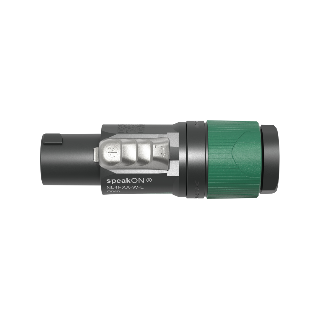 speakON 4P Cable Connector - L Zwarte/groene behuizing - Grote diameter kabels